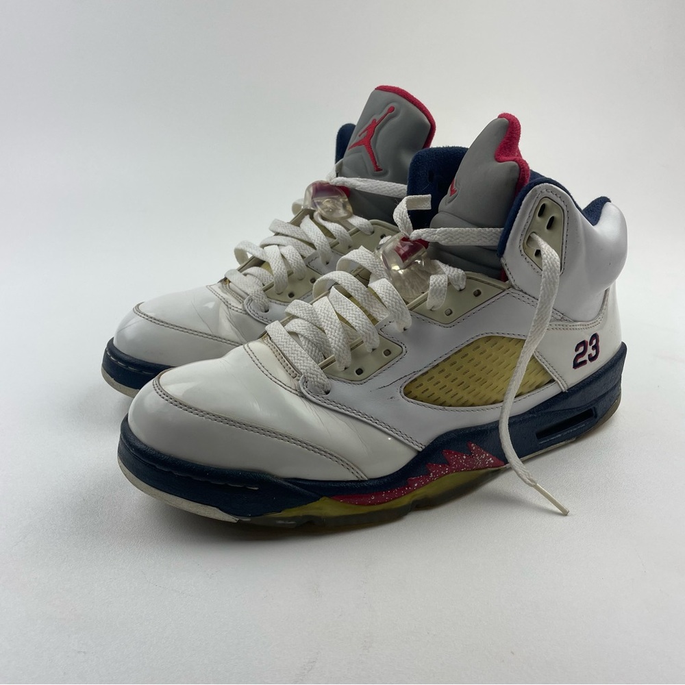 Nike Air Jordan 5 Independence Day 136027-103 White Varsity Red Navy Size 10